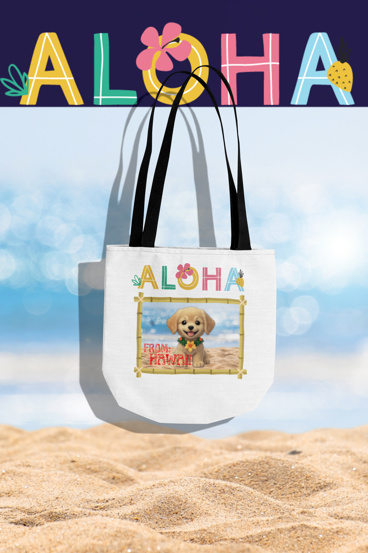 Aloha From Hawaii Golden Retriever 13" Tote Bag