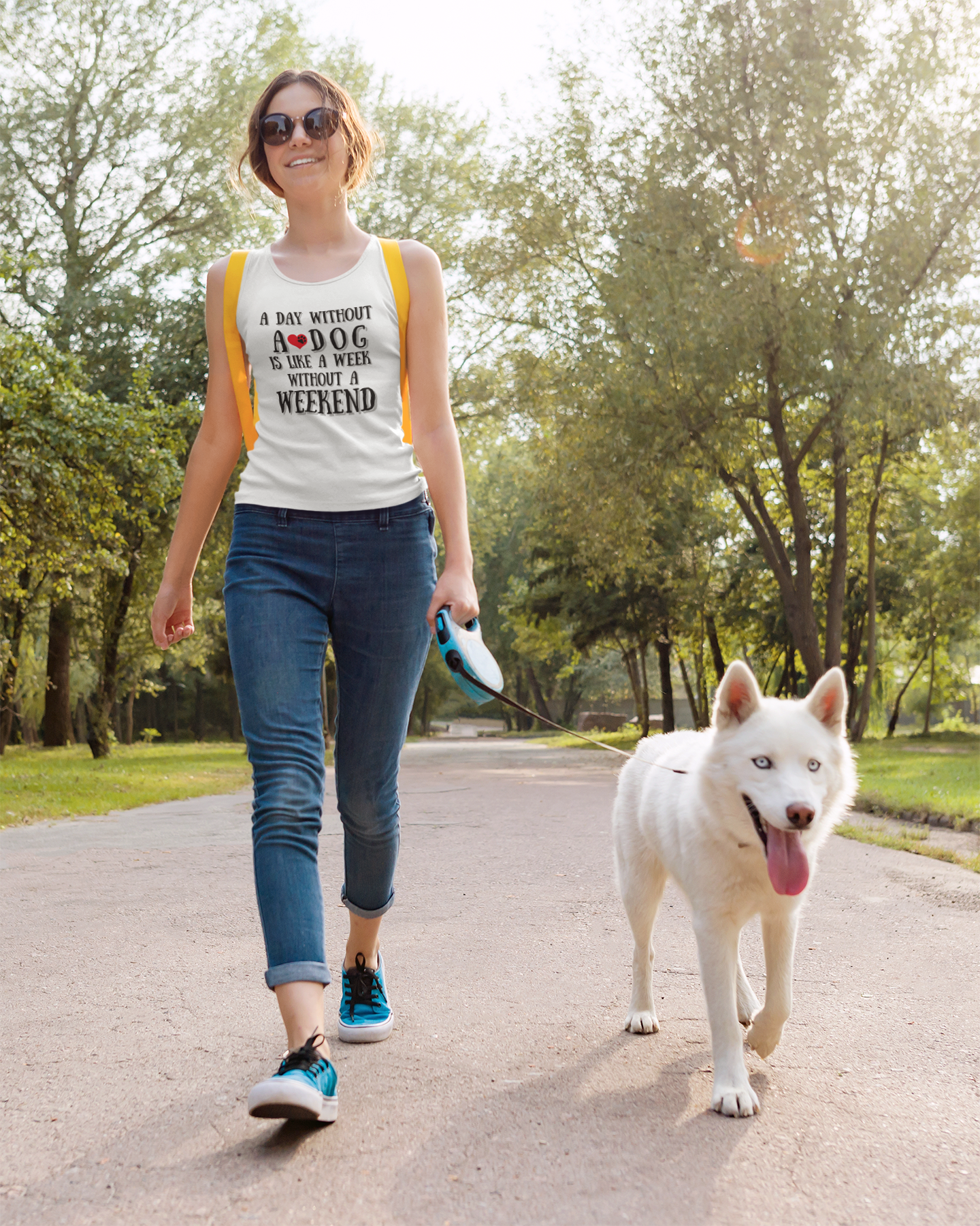 A Day Without a Dog is Like a Week Without a Weekend Women's Racerback Tank