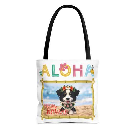 Aloha From Hawaii Border Collie 13" Tote Bag