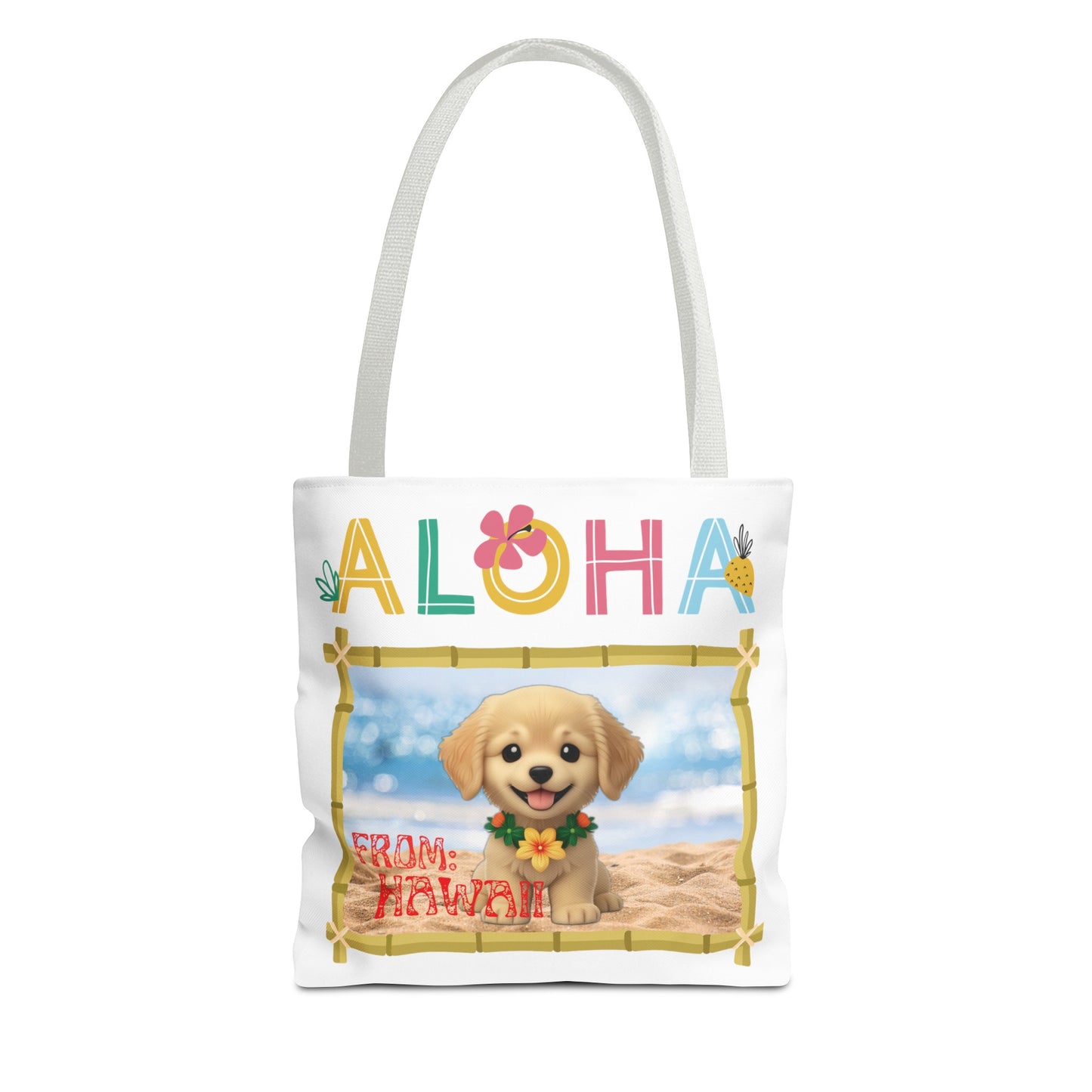 Aloha From Hawaii Golden Retriever 13" Tote Bag