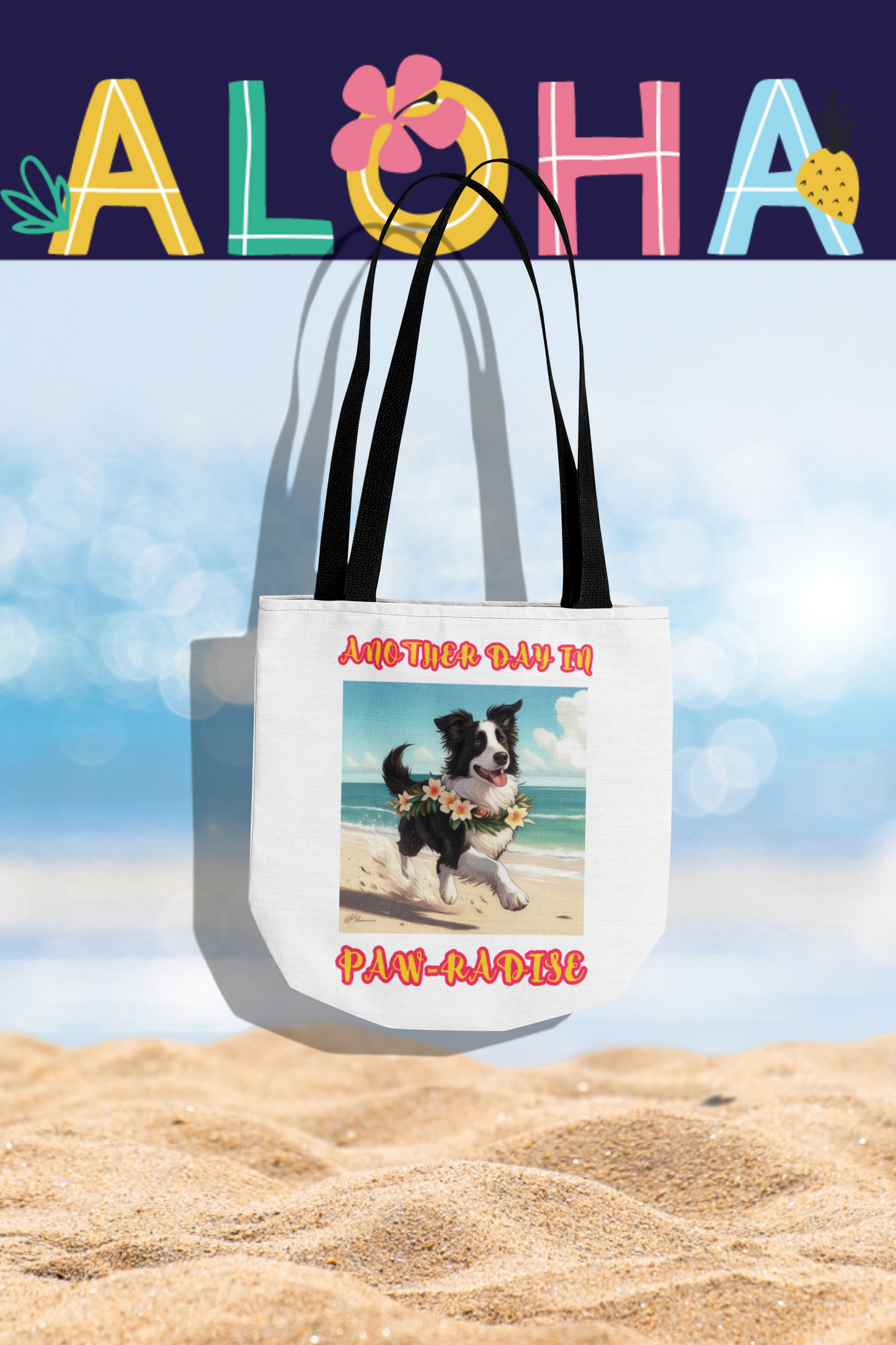 Another day in Paw-radise Large Tote Bag (16" x 16")